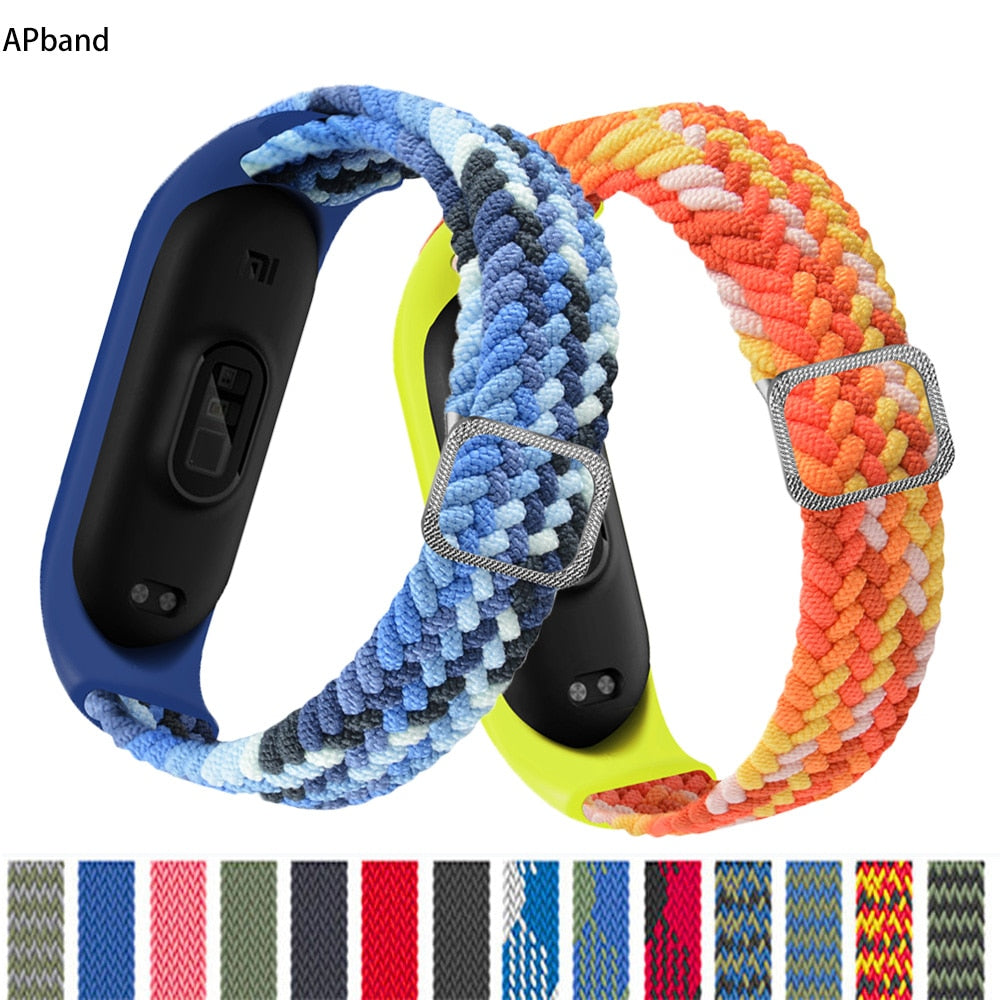 Strap for Mi band 6 bracelet Elastic adjustable Nylon Braided Miband4 miband 5 correa Wristband for xiaomi Mi band 4 3 5 6 strap